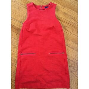 MADEWELL Red Coral Sleeveless Zipper Pocket Short Shift Dress Size Small
